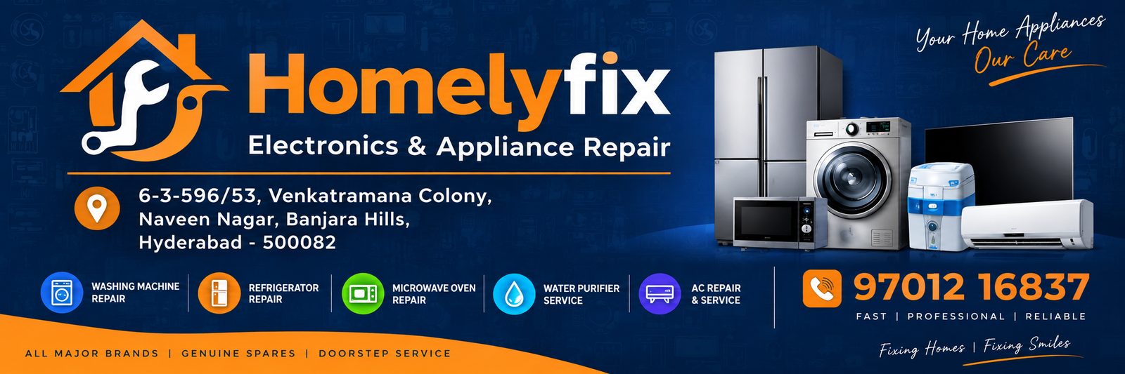 Homelyfix services: washing machine, refrigerator, microwave, water purifier and AC repair
